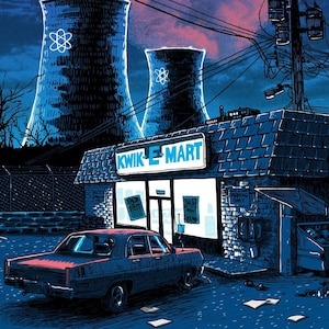 Simpsons &quot;Night Falls on the SNPP&quot; Kwik-E-Mart 16x20 Silk Screen Print