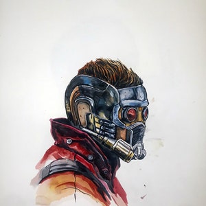 Star-Lord Guardians of the Galaxy Peter Quill Original 16x20 Watercolor.