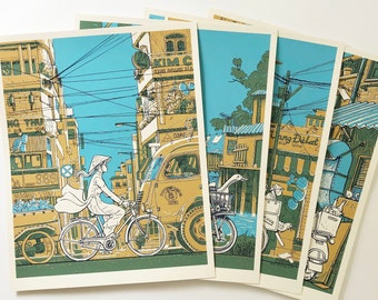Nakatomi - Vietnam on Wheels - Set of 4 Hand Printed Silk Screen Art Prints