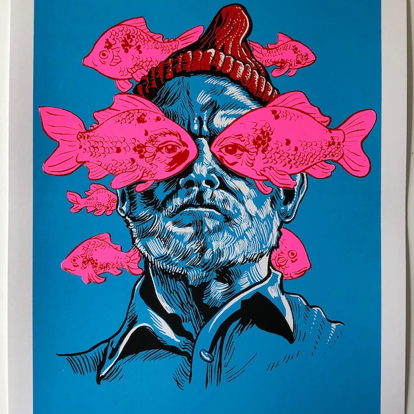 Bill Murray - Life Aquatic - Bad Dads - He Is the Zissou - Sérigraphie Tim Doyle 8x10