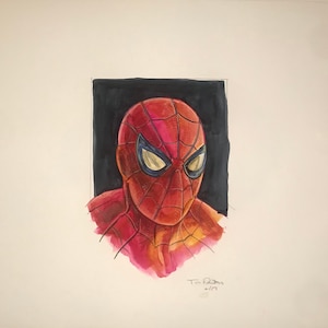 Spiderman Avenger 16x20 Original Aquarell Portrait