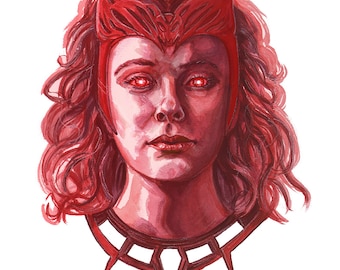 Scarlet Witch WandaVision 8x10 Giclee Print de mon aquarelle Portrait de Wanda Maximoff