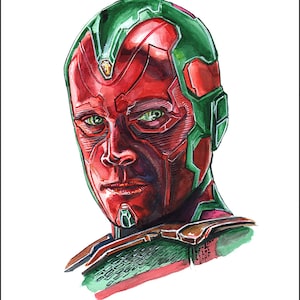De Vision Avengers Wanda Vision 8x10 Giclee van Original Watercolor Portrait