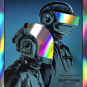 Daft Punk 18x24 Silk Screen Print Rainbow Foil Paper