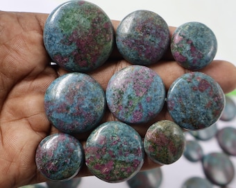 Ruby Kyanite Lot - Natural Ruby Kyanite Gemstone - Hand Polish Ruby Kyanite Cabochon Ruby Kyanite Crystal Stone For Making Jewelry Round Lot