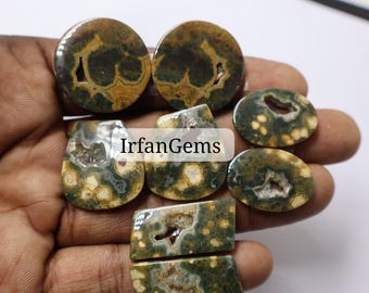 Ocean Jasper Pair 4 Pcs Cabochon Lot Gemstones By Weight With Different Shapes and Size Cabochon Used For Jewelry Making Stone 140 Ct Stone