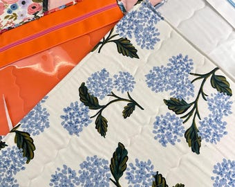 Rifle Paper Co Fabric Quilted Project Bags- Handmade- Medium and Large Sizes
