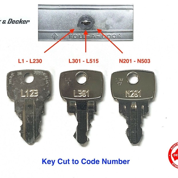 Old Style B & D Garage Roller Door Keys Cut To Code Number