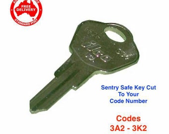 Clés de coffre et de sécurité incendie SENTRY 1100 et 1170 coupées au numéro de code 3A2-3K2