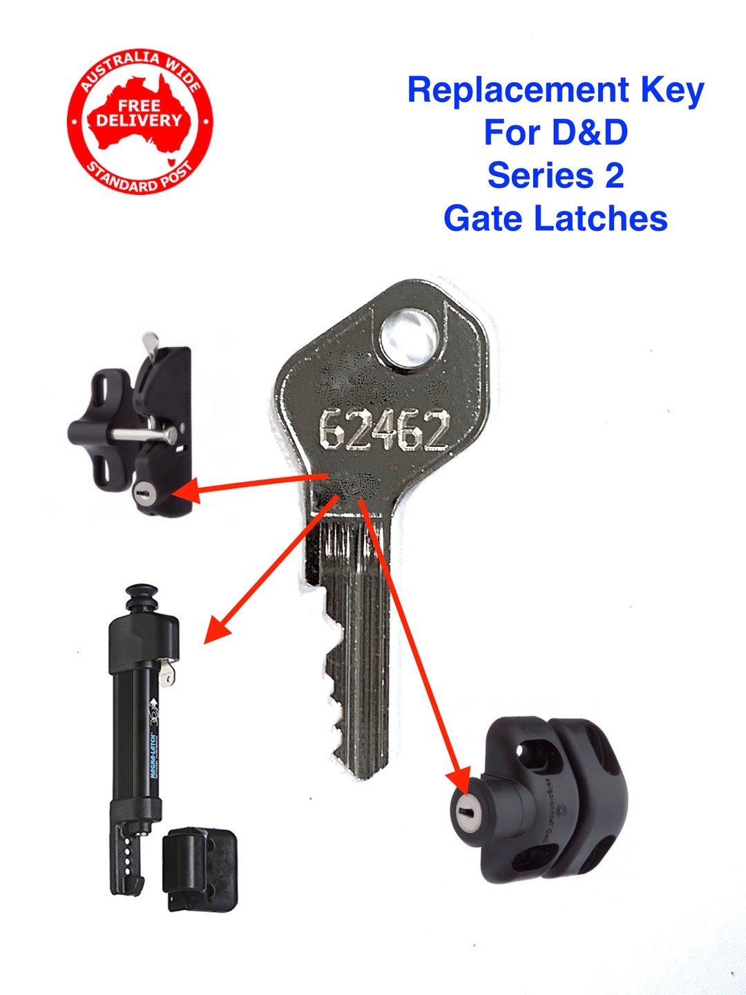 D and D Series 2 Gate Latch & Swimming Pool Gate Lock Key Cut 62462 Etsy