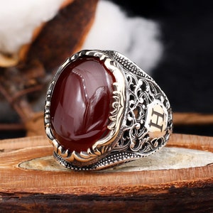 Original Handmade Jewelry Men Ring, Aqeeq Or Onyx Stone, Solid 925 Sterling Silver Jewelry, Personalized Anniversary Gift For Men
