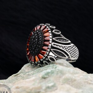 Zircon Gemstone Men's Ring: 925 Sterling Silver Turkish Jewelry