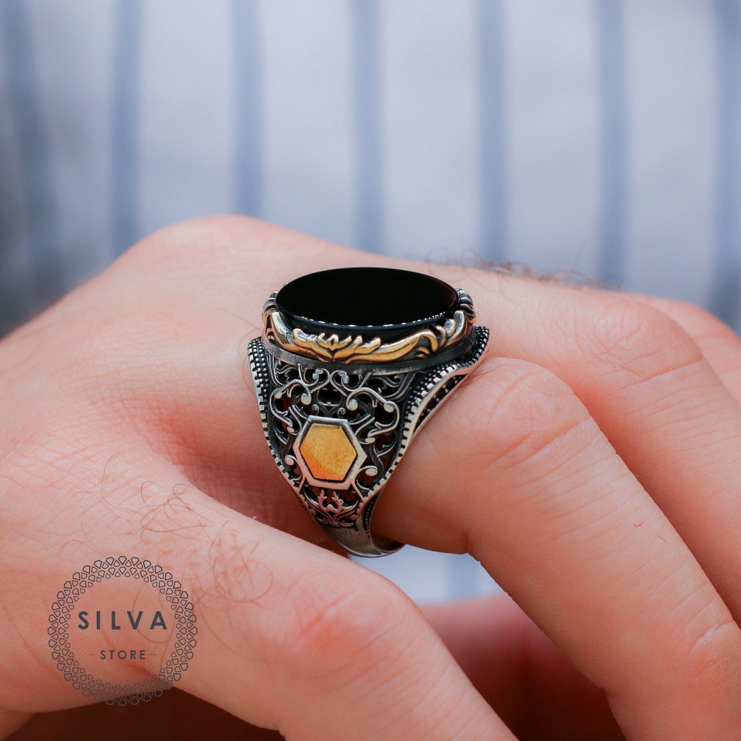 Vintage Ring Men, Solid 925 Sterling Silver Classic Jewelry