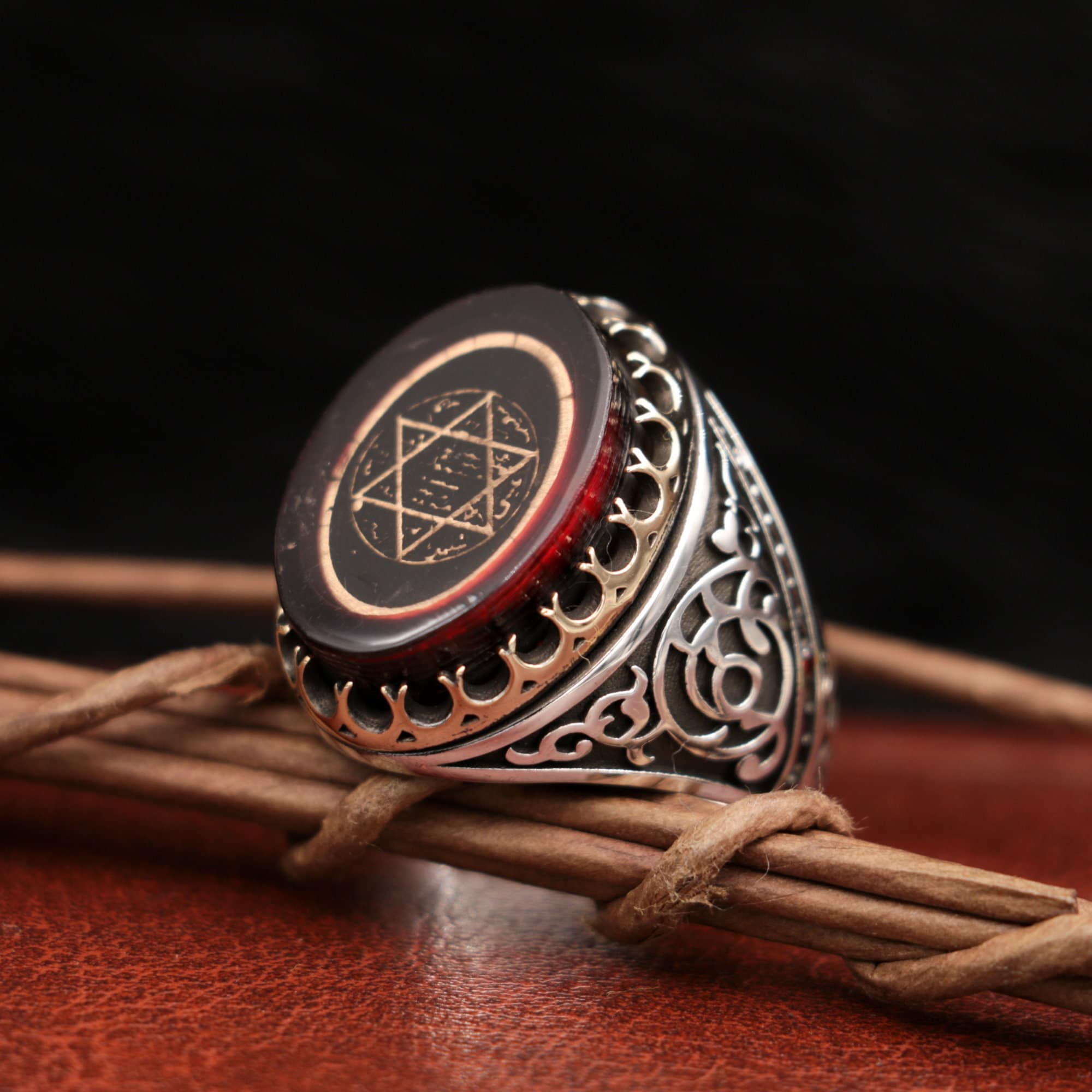 Solid 925 Sterling Silver Seal Of Solomon Ring For Men - Turkish Style, No Stone, Hypoallergenic