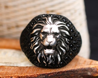 Anello Uomo Turco In Argento 925 | Inciso Figura Leone, Tutte Le Misure USA - Foto 2