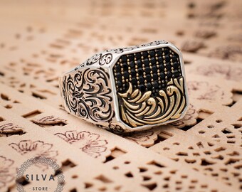 Details about   Handmade 925 Sterling Silver With Black Zircon Stone Men's Ring EE2 