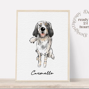 Minimal Pet Watercolor Pet Portrait, Pet Memorial Gift, Dog Painting, Pet Loss Gift, Watercolor Illustration, Dog Portraits from Photos