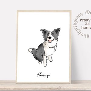 Minimales Haustier Aquarell Haustier Porträt, Haustier Gedenkgeschenk, Hunde Gemälde, Haustier Verlust Geschenk, Aquarell Illustration, Hunde Porträts von Fotos