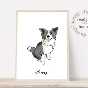 Minimal Pet Watercolor Pet Portrait, Pet Memorial Gift, Dog Painting, Pet Loss Gift, Watercolor Illustration, Dog Portraits from Photos