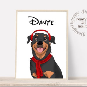 Custom Cartoon Pet Portrait | Cat & Dog Portrait From Photo | Pet Cartoon Style | Custom Cat Gift | Digital Illustration Art Prints