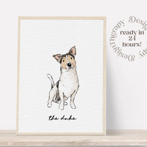 Minimales Haustier Aquarell Haustier Porträt, Haustier Gedenkgeschenk, Hunde Gemälde, Haustier Verlust Geschenk, Aquarell Illustration, Hunde Porträts von Fotos