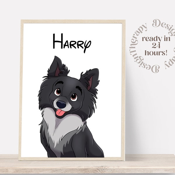 Benutzerdefinierte Cartoon Haustier Porträt | Hundeportrait vom Foto | Haustier-Karikatur-Stil | Benutzerdefinierte Katzen Geschenk | Digitale Illustration Kunstdrucke