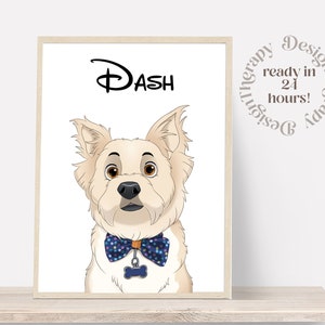Portrait d'animal de compagnie personnalisé | Portrait de chat et de chien à partir d'une photo | Style de bande dessinée pour animaux de compagnie | Cadeau chat personnalisé | Impressions d'illustrations numériques