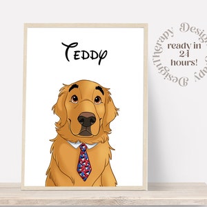 Portrait d'animal de compagnie personnalisé | Portrait de chat et de chien à partir d'une photo | Style de bande dessinée pour animaux de compagnie | Cadeau chat personnalisé | Impressions d'illustrations numériques