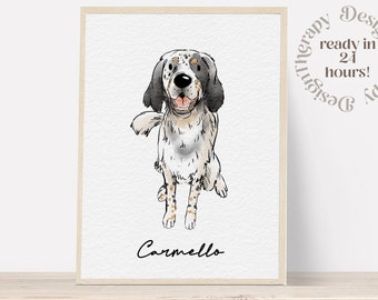 Minimal Pet Watercolor Pet Portrait, Pet Memorial Gift, Dog Painting, Pet Loss Gift, Watercolor Illustration, Dog Portraits from Photos