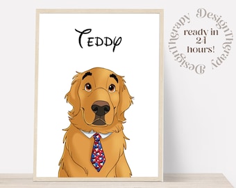 Custom Cartoon Pet Portrait | Cat & Dog Portrait From Photo | Pet Cartoon Style | Custom Cat Gift | Digital Illustration Art Prints