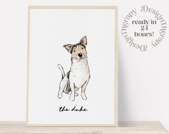 Minimal Pet Watercolor Pet Portrait, Pet Memorial Gift, Dog Painting, Pet Loss Gift, Watercolor Illustration, Dog Portraits from Photos