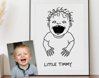 Custom Bad Portrait from Photo, Funny Ugly Drawing, Funny Gift Art, Terrible Sketch Gag Gift,  Digital Download, Gift for Bestfriend