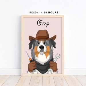 Custom Cartoon Pet Portrait, Fun Dog Sketch, Hand Painted Cartoon Dog Art, Pet Lover Gift, Wall Art Dog, Personalized Dog Portrait
