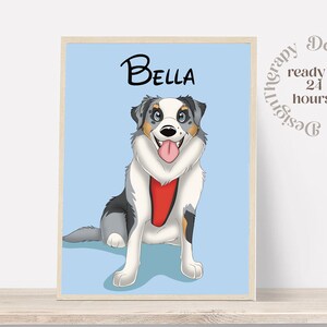 Benutzerdefinierte Cartoon Haustier Porträt | Hundeportrait vom Foto | Haustier-Karikatur-Stil | Benutzerdefinierte Katzen Geschenk | Digitale Illustration Kunstdrucke