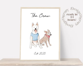Minimal Pet Watercolor Pet Portrait, Pet Memorial Gift, Dog Painting, Pet Loss Gift, Watercolor Illustration, Dog Portraits from Photos