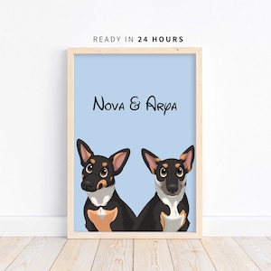 Custom Cartoon Pet Portraits, Personalized Pet Art, Cute Cartoon Style, Custom Pet Illustrations, Pet Lover Gift, Dog Cute Illustration