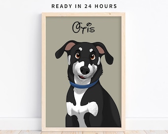 Custom Pet Portrait, Cartoon Pet Drawing, Custom Animal Artwork, Pet Sketch from Photo, Pet Memorial Gift, Pet Keepsake
