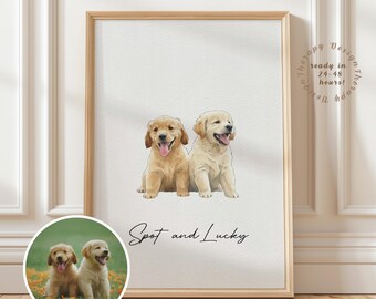 Custom Watercolor Pet Portrait | Dog Cat Painting from Photo | Pet Owner Gift | Holiday Keepsake | Christmas Pet Portrait Present