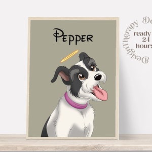 Custom Cartoon Pet Portrait | Cat & Dog Portrait From Photo | Pet Cartoon Style | Custom Cat Gift | Digital Illustration Art Prints