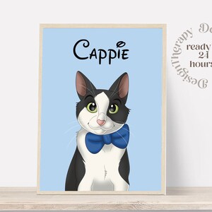 Portrait d'animal de compagnie personnalisé | Portrait de chat et de chien à partir d'une photo | Style de bande dessinée pour animaux de compagnie | Cadeau chat personnalisé | Impressions d'illustrations numériques