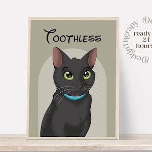 Custom Cartoon Pet Portrait | Cat & Dog Portrait From Photo | Pet Cartoon Style | Custom Cat Gift | Digital Illustration Art Prints