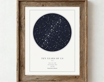 Anniversary Gift Custom Star Map, Personalized Wedding Anniversary Gift for Husband or Wife, Our Night Sky Print