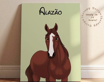 Personalized Cartoon Pet Portrait | Custom Pet Drawing Gift for Pet Lovers | Dog, Cat, Horse Illustration Art | Funny Wall Decor Pet Art