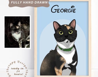 Cute Style Pet Cartoon Portrait | Custom Dog & Cat Drawing | Unique Holiday Gift, Christmas Pet Art | Personalized Digital Prints