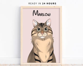 Custom Pet Character Art, Pet Cartoon Portrait, Personalized Pet Keepsake, Pet Cartoon-Style Illustration, Pet Portrait from Photo