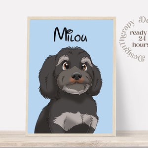 Custom Cartoon Pet Portrait | Cat & Dog Portrait From Photo | Pet Cartoon Style | Custom Cat Gift | Digital Illustration Art Prints