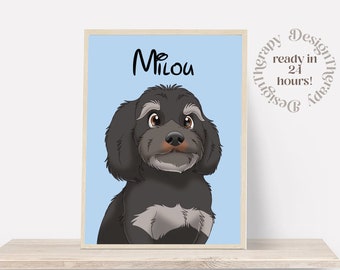 Retrato de mascota personalizado / Retrato de gato y perro a partir de foto / Estilo de caricatura de mascota / Regalo de gato personalizado / Impresiones artísticas de ilustración digital