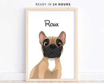 Ilustración de mascota dibujada a mano / Dibujo personalizado de mascota / Arte de pared de mascotas / Boceto de mascota adorable / Regalo personalizado para mascotas / Retrato de perro de dibujos animados para pared