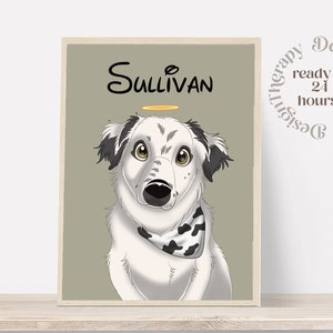 Custom Cartoon Pet Portrait | Cat & Dog Portrait From Photo | Pet Cartoon Style | Custom Cat Gift | Digital Illustration Art Prints