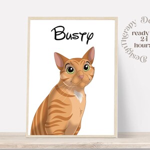 Benutzerdefinierte Cartoon Haustier Porträt | Hundeportrait vom Foto | Haustier-Karikatur-Stil | Benutzerdefinierte Katzen Geschenk | Digitale Illustration Kunstdrucke